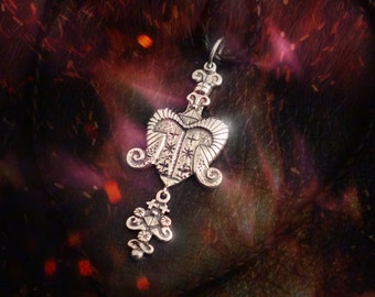 Erzulie the love loa veve pendant, 925 sterling silver jewelry, Freda, Dantor, mambo, priestess, vodou, voodoo, Hoodoo, spirit, New Orleans