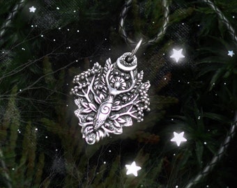 Talismán Botana Panacea — Magia Herbaria, Colgante de Bruja Verde en Plata de Ley