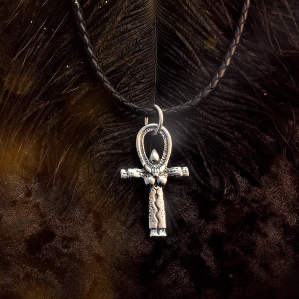 Truth Eternal talisman, 925 sterling silver, Maat, Ma'at, ankh, egyptian, cross, moon, snake, feather, heart, goddess, harmony, justice