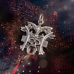 Ereshkigal, Lady of the Great Below talisman, 925 sterling silver, dead, Sumerian Goddess, Inanna, death, skull, bones, dove, star, Ishtar