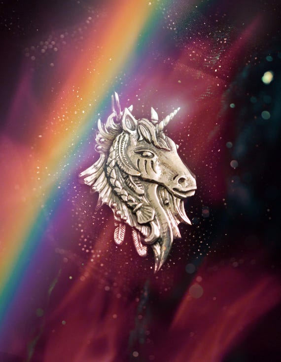 Shamanic Unicorn Talisman — Sacred Horse Spirit, Mythical Magick Pendant in Sterling Silver