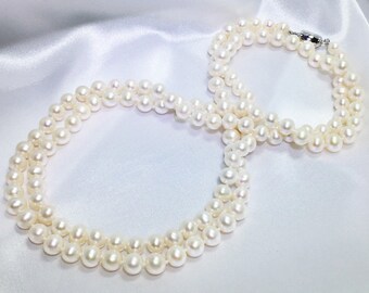 Katherine Hepburn - 1920s Burlesque Pearl Necklace - Long Pearl Necklace - Bridal Pearl Necklace - Wedding Pearl Jewelry