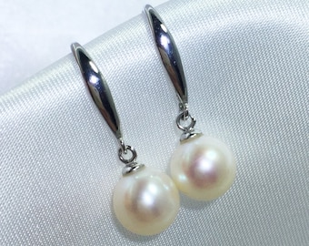 Marjorie - AAA+ Freshwater Pearl Earrings - Minimalist Design - Drop Bridal Earrings - Wedding Pearl Earrings - Graduation Pearls