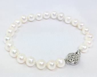 Katie - Bridesmaids Special! Freshwater Pearl Bracelet - Wedding Bracelet - Bridesmaids Pearls - Real Pearls - AA pearls