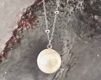 Alicante - 15mm Huge Freshwater Pearl Pendant on Sterling Silver Bead Chain