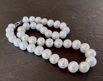Taylor - Huge 12mm Freshwater Pearl Necklace - Oversized Pearls