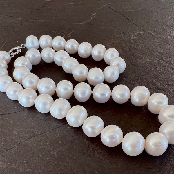 Taylor - Huge 12mm Freshwater Pearl Necklace - Oversized Pearls