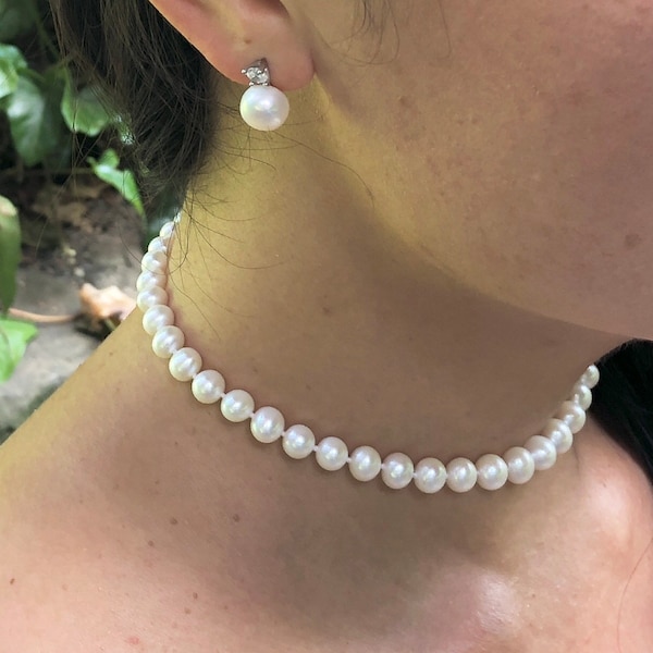 Sanremo - Short Pearl Choker - Grace Kelly Marilyn Monroe Style - Wedding Pearl Necklace - Freshwater Pearls - AAA Pearls