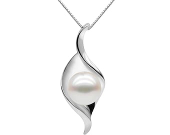 Vivien - Sterling Silver and Pearl Pendant Necklace - AAA freshwater pearl- bridal pearl pendant