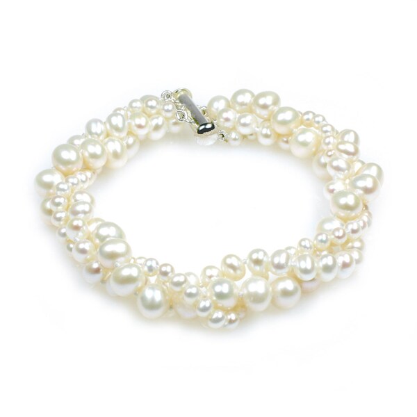 Viona - Luxury 3 Strand Pearl Bracelet - Real Freshwater Pearl Bracelet - Wedding Pearl Bracelet - June Birth Stone