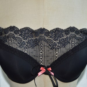 Bottom panel neckline Lace bra insert surgery insert cover removable strap navy ivory lace cover Black