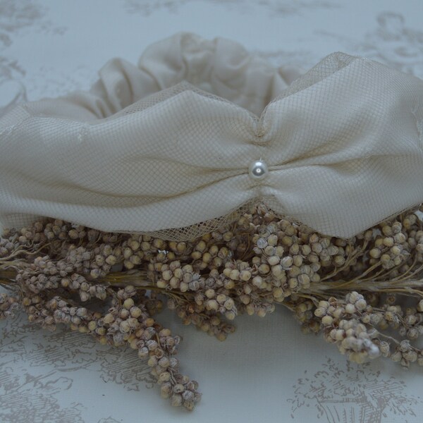 Jolie headband dentelle mariage ivoire beige bandeau perlé mariée