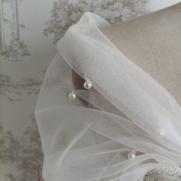 Manches tulle détachables amovible  écru perle nacré  robe mariage bretelle d’épaule décolleté mariée