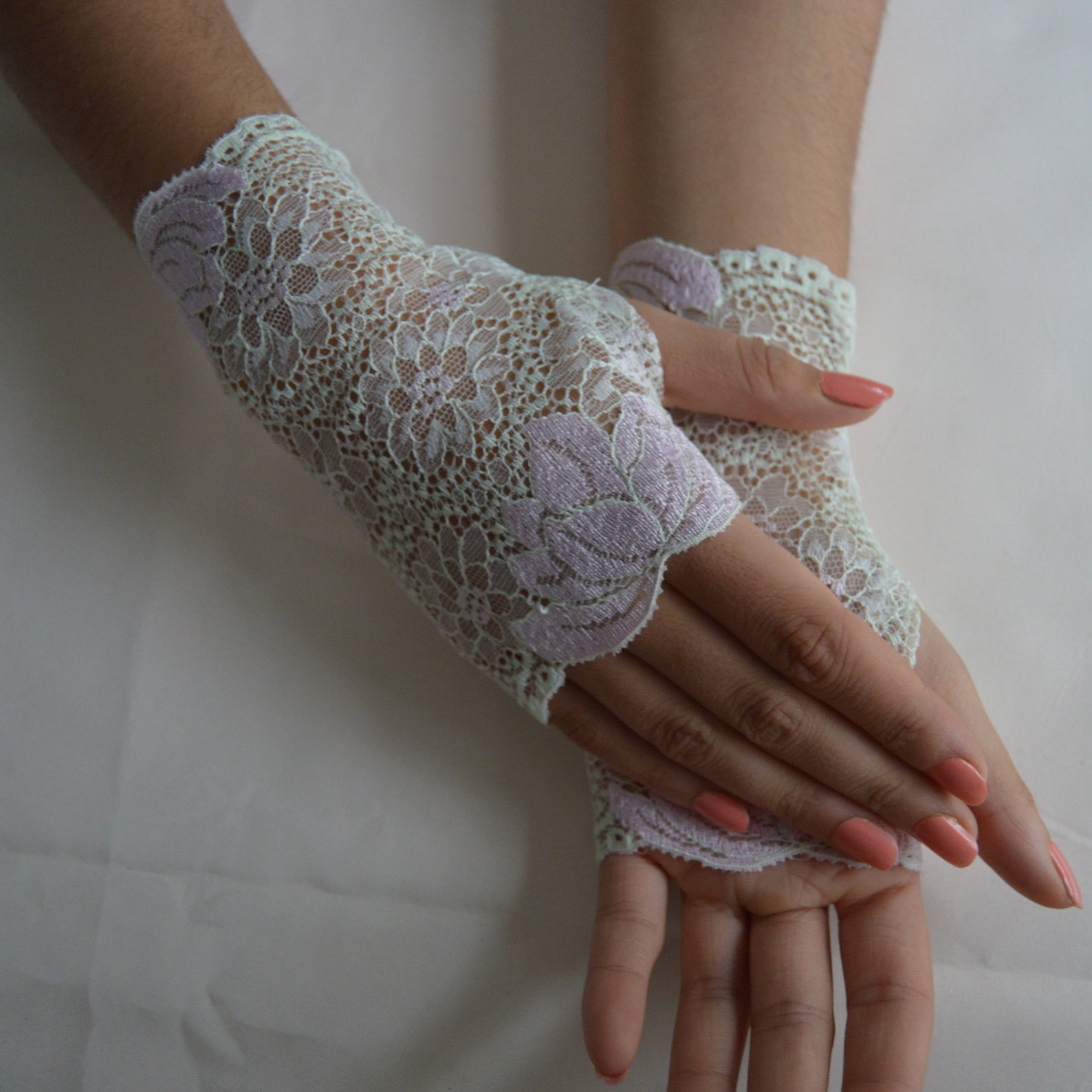 Mittens Bracelet Wrist Lace Green Brown Purple Blue Stretchy Etsy UK