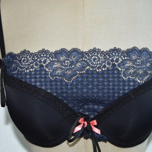 Fond panneau décolleté Insert de soutien-gorge en dentelle cache insert chirurgie bretelle amovible cache dentelle ivoire marine bleu marine