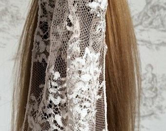 Foulard dentelle champagne ivoire argent cheveux femmes bandeau accessoire bandeau élégant  écharpe de tête religieux mariage