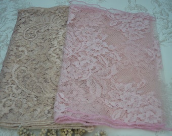 Pink lace hair scarf covering head veil catholic mantilla church or wedding stole