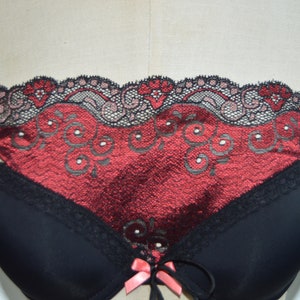 Bottom panel neckline Lace bra insert surgery insert cover removable strap navy ivory lace cover noir, rouge