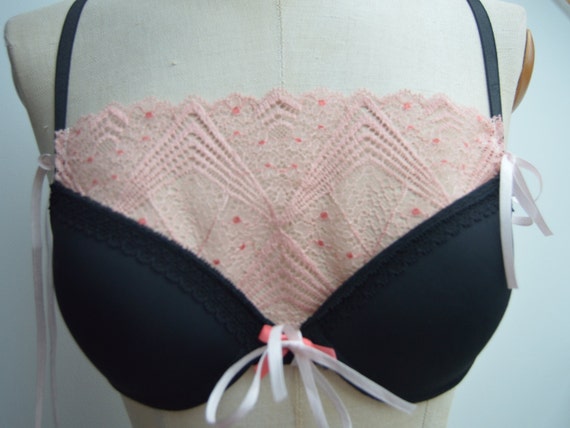 Modesty Panel Lace Bra Insert Camisole Neckline Surgery Removable Strap  Lace Cover Black Pink Ivory Beige Blue 