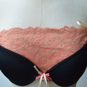 Bottom panel neckline Lace bra insert surgery insert cover removable strap navy ivory lace cover corail