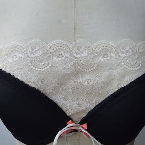 Bottom panel neckline Lace bra insert surgery insert cover removable strap navy ivory lace cover Nude