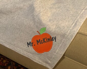 Apple Teacher Sweatshirt Blanket - Male Teacher - Sweatshirt Throw Blanket - Personalized Blanket - Christmas Gift - Teacher Gift - Coworker