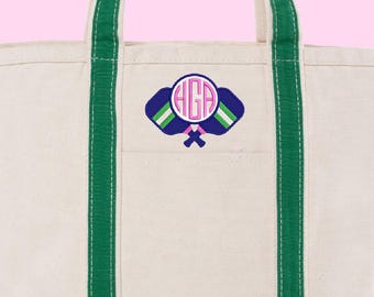 Embroidered Pickleball Design Bag Monogram Canvas Tote Bag Personalized Beach Pickleball Bag Pickleball Gear Gift for Pickleball Lovers