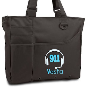 Personalized Dispatch Tote Bag Organizer Utility Nurse Hospice Gift Idea Dispatcher Work Accessory Medical Covid Protection Emergency Worker