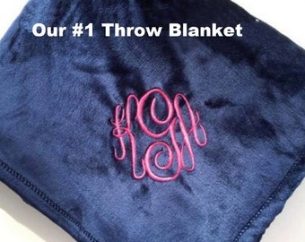 Monogrammed Throw Blanket - Personalized Plush Textured Blanket - Personalized Blanket - Monogrammed Throw - Birthday Gift - Christmas Gift