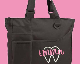 Tooth Tote Bag Dental Student Gift Idea Thank You Nurse Nursing Assistant Work Da Graduation Present Hygienist Carry All Zippered Pocket