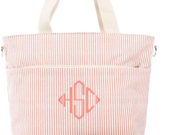 Lunch for Two Cooler Embroidered Striped Cooler Tote Insulated Picnic Cooler Personalized Housewarming Gift Custom Beach Cooler Tote