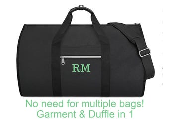 2-in-1 Convertible Weekender Personalized Canvas Garment Duffel Bag Unisex Travel Bag Monogram Duffle Bag Garment Carrier Travel Luggage