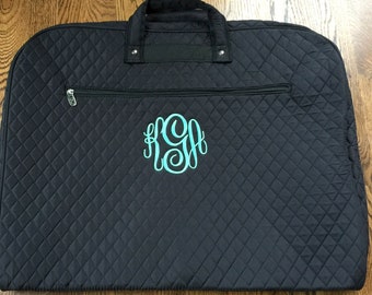 Monogram Garment Bag - Personalized Quilted Garment Bag - Cheer Dance Garment Bag - Travel Garment Bag - Luggage Carrier - Black Garment