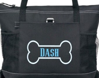 Personalized Dog Tote Bag with Zipper, New Puppy Gift, Lightweight Pet Bag, Dog Daycare Tote, Pet Travel Bag, New Pet Bag