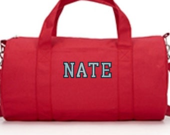Two Color Personalized Kids Duffle Bag - Personalized Kid's Duffle Bag with Name - Duffle Bag for Children - Overnight Bag - Kid's Luggage