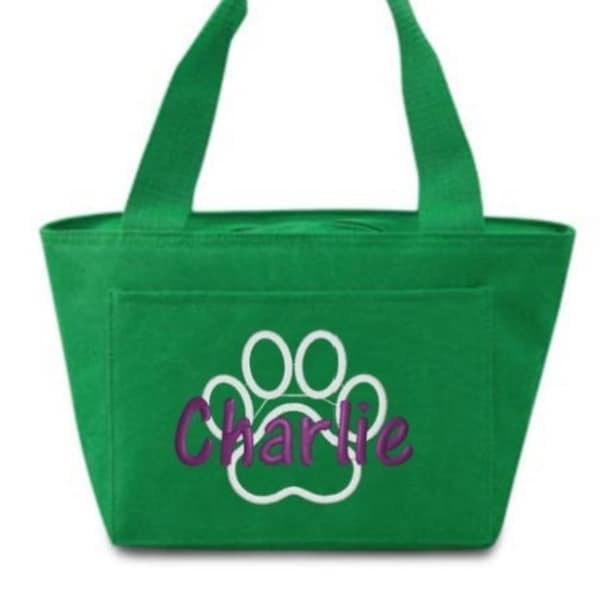 Personalized Pet Lunch Box -  dog meds - pet snacks - snack bag - Personalized Insulated Lunch Pick your Tote Color, Font, & Thread Color