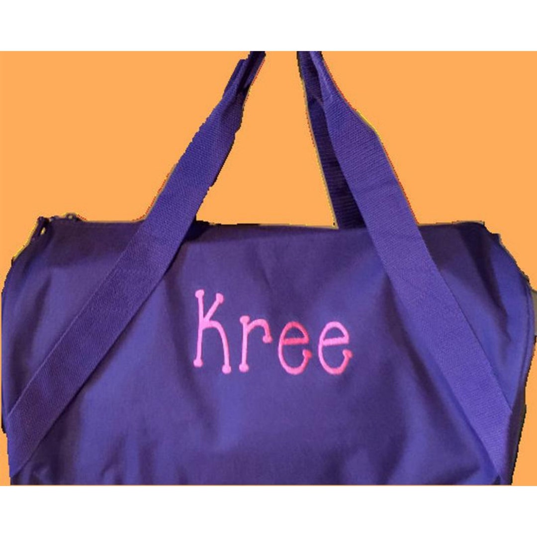 Monogrammed Duffle Bag Personalized Canvas Kids Barrel Bag Weekend