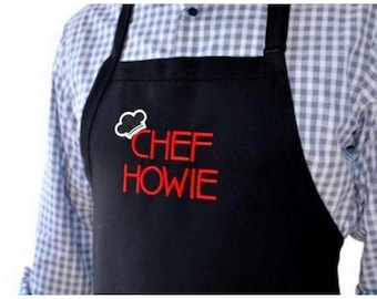 Personalized Chef Apron Custom Embroidery Kitchen Wear Professional Chef Gift Idea Cooking Enthusiast Accessory Pocket Design Name