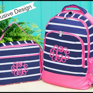 CLOSEOUT - Exclusive Presley Prep Backpack and Lunch Box Set - Monogrammed Backpack & Lunchbox - Girls Backpack - Boys Backpack Set