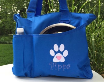 Dog Bag - Puppy Tote Bag- Day Camp Bag - Personalized Embroidered Pet Travel Tote for Dog Park or Show - Personalized Pet Organizer Tote