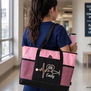 Nurse Tote Bag Personalized Medical Gift Nursing Student Graduation Present Embroidered Stethoscope Organizer Utility Carrier Home Health