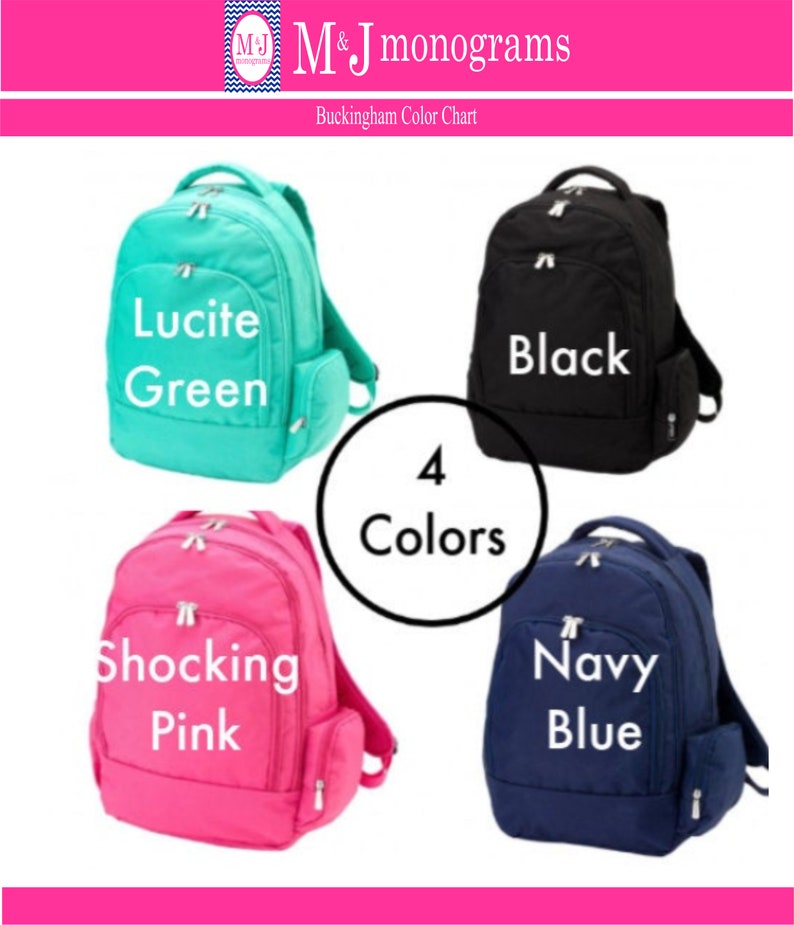 CLOSEOUT Heavy Duty Monogrammed Backpack & Lunchbox Buckingham Backpack and Lunch Box Set Girls Backpack Boys Backpack Set image 3