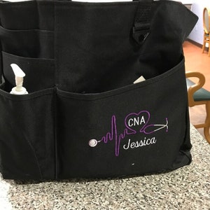 Monogrammed Nurse Utility Bag Nurse gift Bag Nurse Utility Bag Personalized Bag Nurse Organizer Tote Rn, Lpn, Cna, Cma NP hha pca image 4