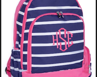 Back to School Personalized Backpack Monogrammed Striped Preppy Style New School Year Student Bag Elementary Teen
