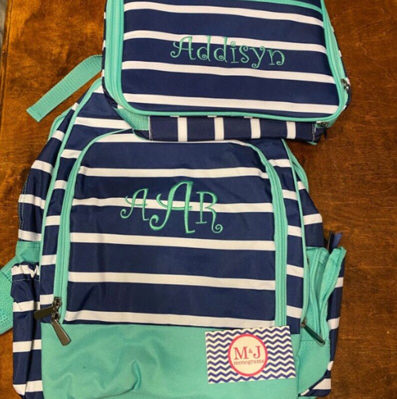 Monogrammed Backpack Set School Supplies Matching Lunch Box ...