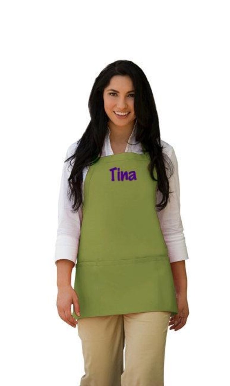 Personalized Chef Apron Custom Name Embroidery Design Navy Blue Cooking Accessory Quality Material Durable Construction Custom Thread Color Font Selection Kitchen Essential Perfect Gift Idea Unique Present Customizable Design Special Gift