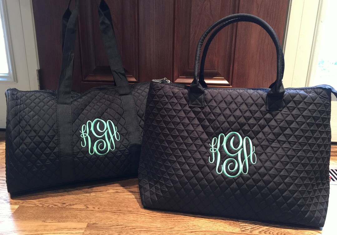 Quilted Monogrammed Luggage Set Personalized Ladies Luggage Set Travel