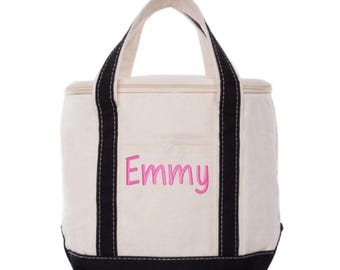 Soft Sided Boat Tote Style Cooler Personalized Small Lunch Bag Girls lunch Bag Coworker Cooler Office Cooler Work Cooler Smack Bag Cooler