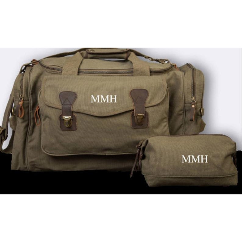 Mens Duffle Bag Set Duffle Bag and Dopp Kit Groomsmen Gift Etsy