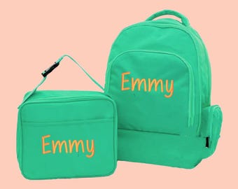 CLOSEOUT - Sturdy School Backpack Personalized School Bag Monogrammed Back Pack Colorful Student Book Bag with matching Lunch Box